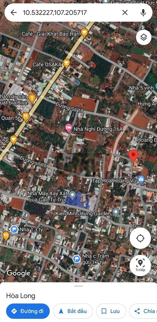 LÔ ĐẤT 3 mặt tiền, dt 300 m2 có 200 m2 thổ cư. Hoà Long, TP Bà rịa.