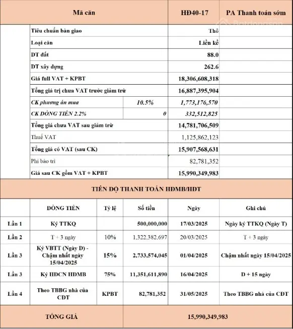 Bán BT 4PN, 3WC, 181 triệu, 88m2 tại Vinhomes Wonder City, Đan Phượng, Hà Nội