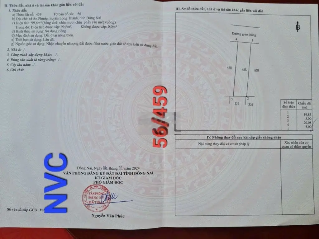 Bán đất ấp 1 an phước sát thị trấn longthành shrtc