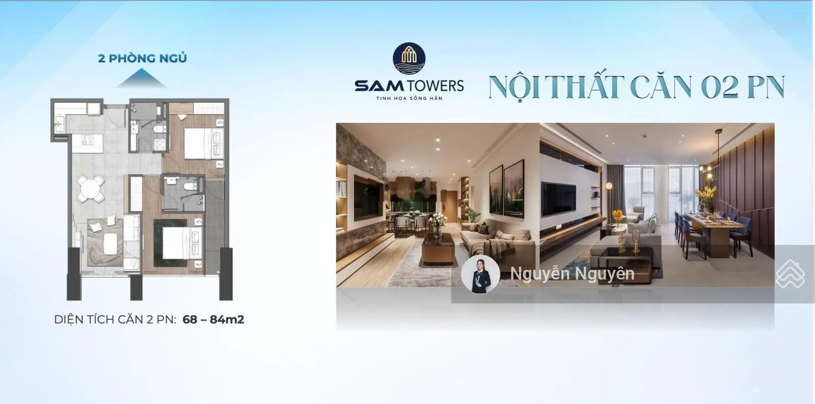 Căn hộ 2PN SAM Towers trực diện sông Hàn Đà Nẵng, cam kết lợi nhuận 300 triệu/năm + Ưu đãi T12/2024