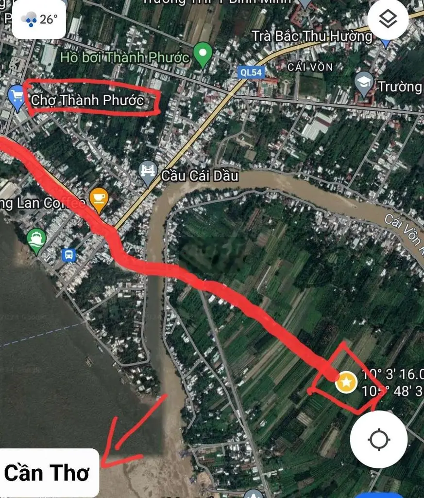Đất công cách chợ Thành Phước 1.5km cách trung tâm TX Bình Minh 800m