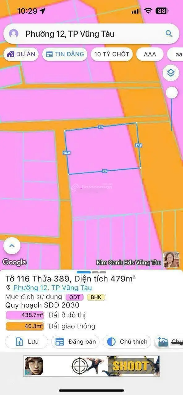 Cần bán nhanh lô đất hẻm 15 Phước Thắng, Phường 12 ĐẤT THỔ CƯ = GIÁ ĐẤT SỔ RIÊNG NÔNG NGHIỆP Ạ