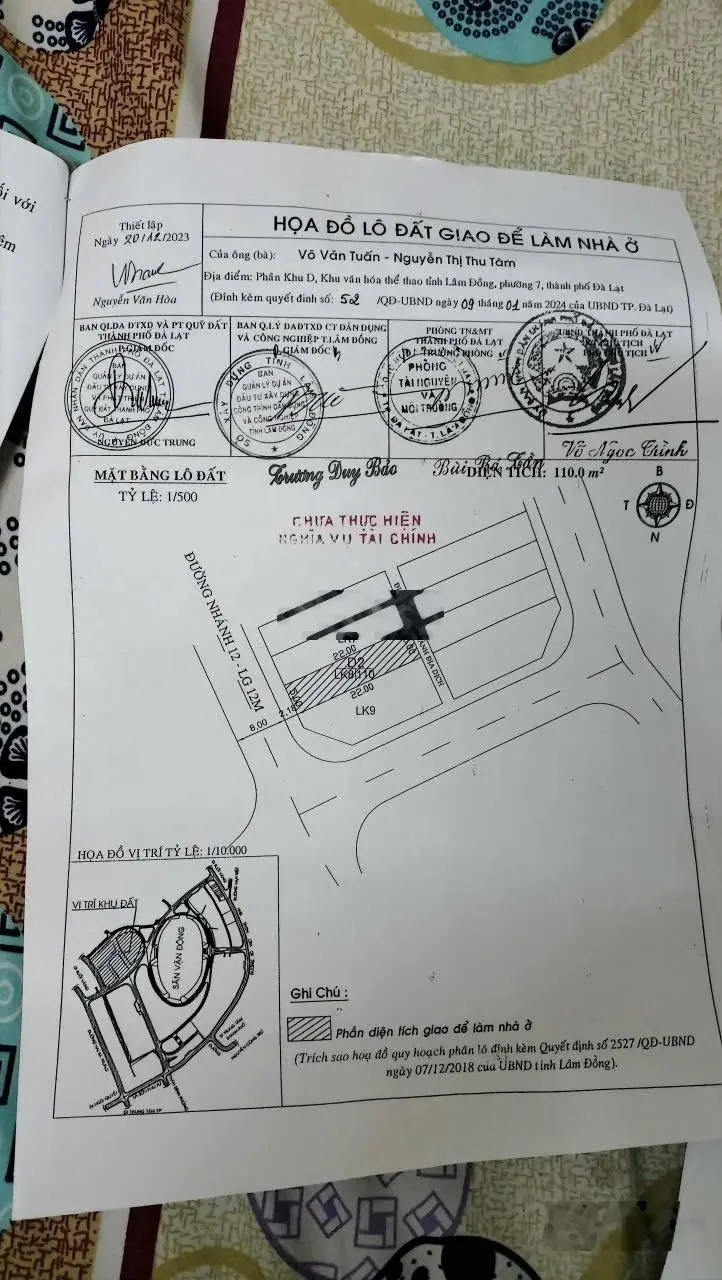 Lô đất liền kế 110m (ngang 5m*22m) khu liên hợp thể thao tỉnh Lâm Đồng. Giá 8,6 tỷ (chủ bao)