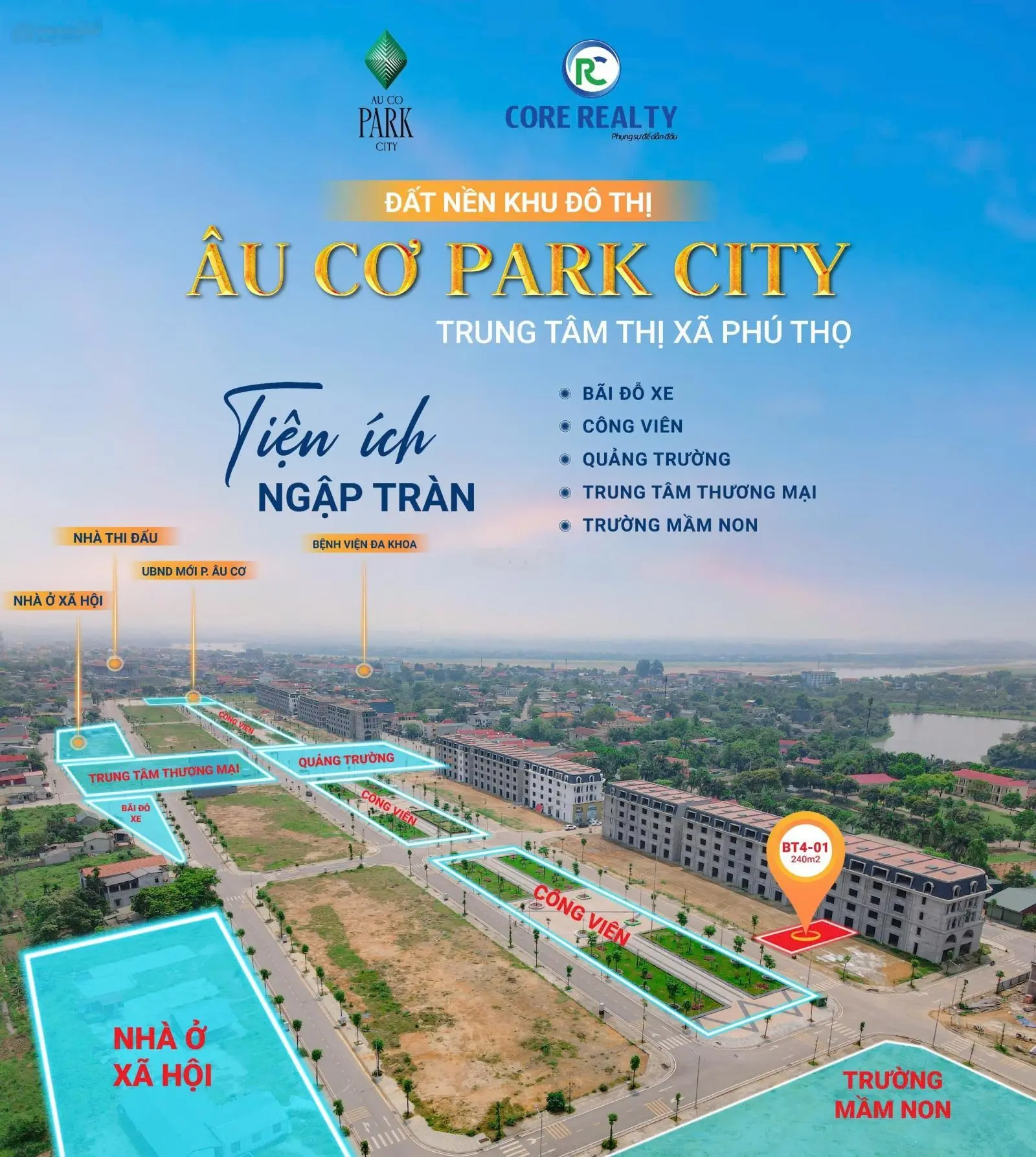 Bán đất nền 12x20m, khu đô thị Âu Cơ Park City thị xã Phú Thọ, sắp lên TP loại 2 năm 2026