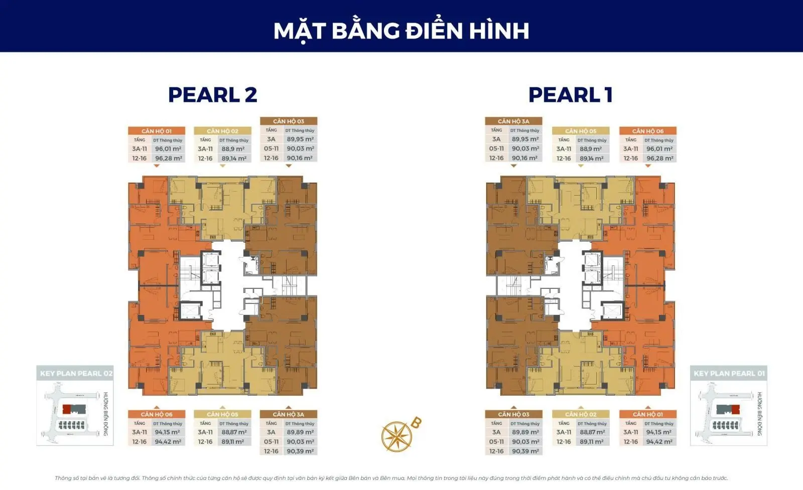 CĐT bán căn hộ 3PN 90m2 giá 2,76 tỷ rẻ nhất tại Pearl Residence Cửa Lò. LH CĐT 0904 682 ***