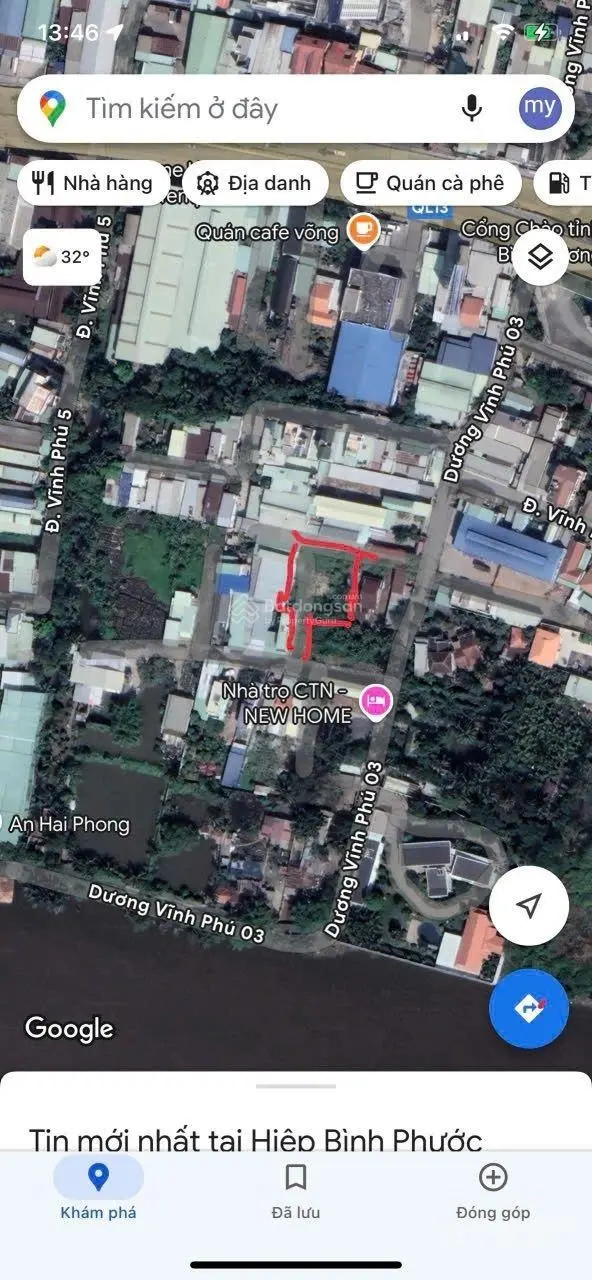 Cần bán đất giá 9,5 tỷ VND tại Phường Vĩnh Phú, Bình Dương, diện tích 578 m2