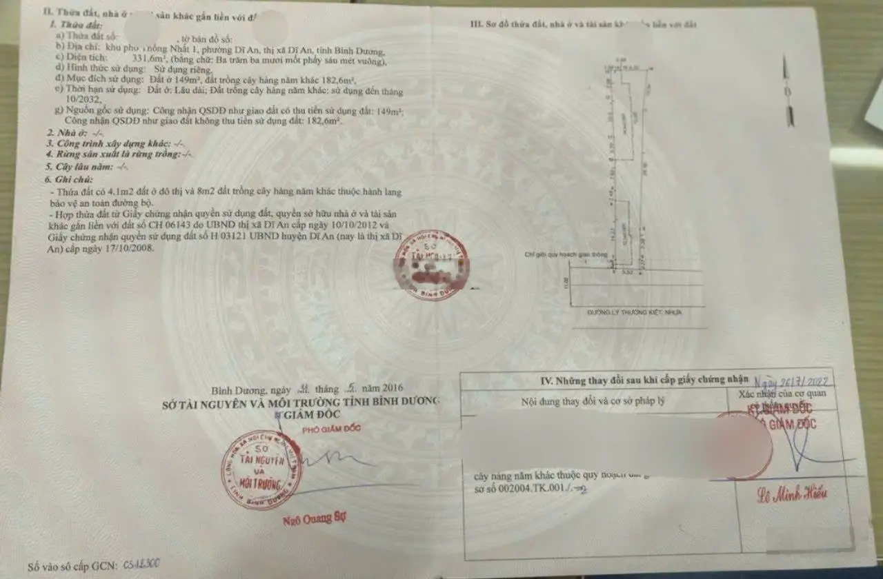Đất mặt tiền kinh doanh văn phòng cty đường Lý Thường Kiệt, P. Dĩ An, Tp. Dĩ An