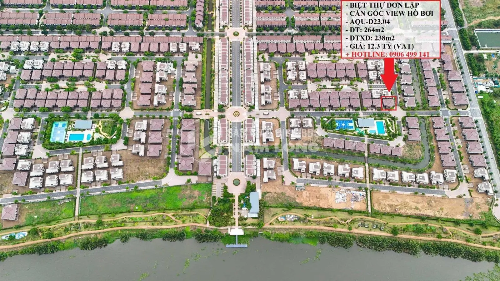 Nhận booking căn góc biệt thự 264m2 giá 12,3 tỷ view hồ bơi công viên. LH 0906 499 ***