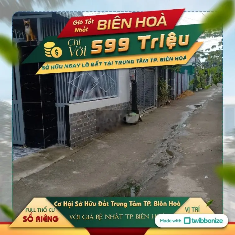Chỉ 599 triệu sở hữu đất trung tâm TP Biên Hòa