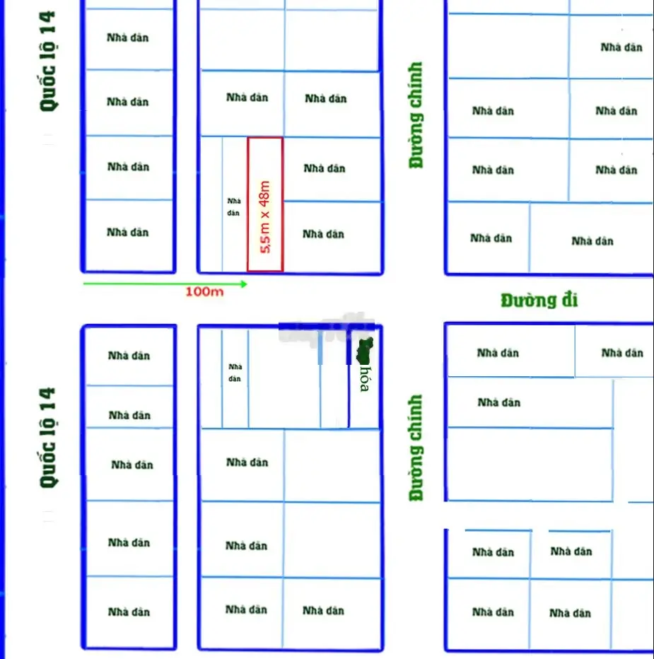 290m². Gần KCN Nam Pleiku. Vị trí đẹp. Cách QL chỉ 100m