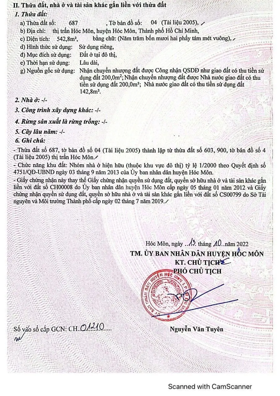 Bán gấp 542m2 đất mặt tiền Lê Lợi, thị trấn Hóc Môn, giá 29 tỷ