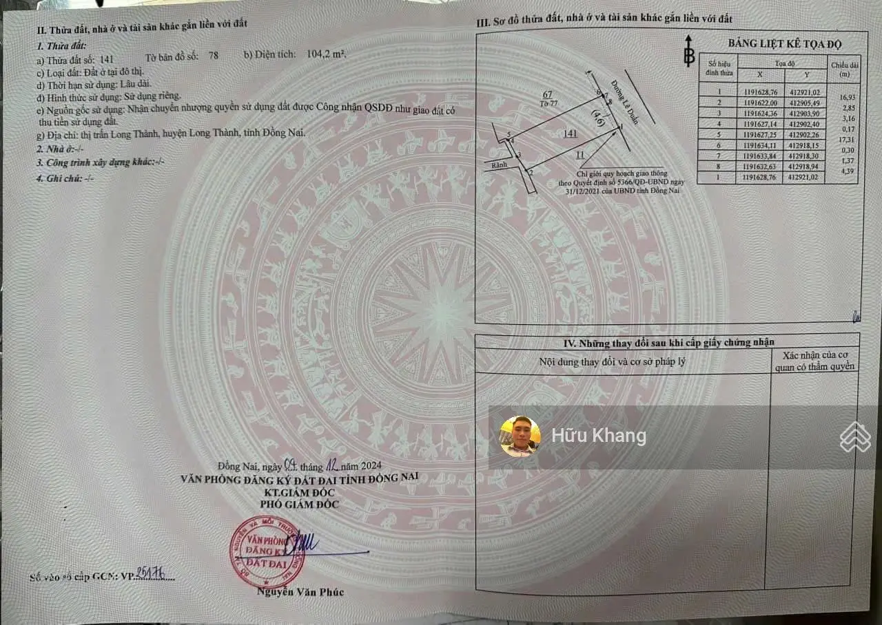 Mặt tiền đường Lê Duẩn đối diện chợ mới Long Thành DT ngang 6m x 17,31m TC 100% giá 17,5tỷ sổ hồng