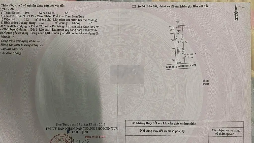 thôn 9 đak cấm giá 4xx diện tích 6x27(thổ cư 72m2) dân đông sát TTTP