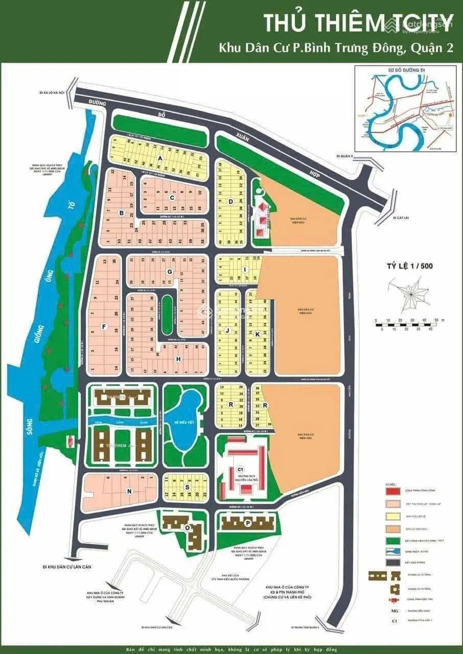 Bán lô đất KDC Đông Thủ Thiêm - Đỗ Xuân Hợp và Nguyễn Duy Trinh - 8x22m(176m2) - Giá 85tr/m2