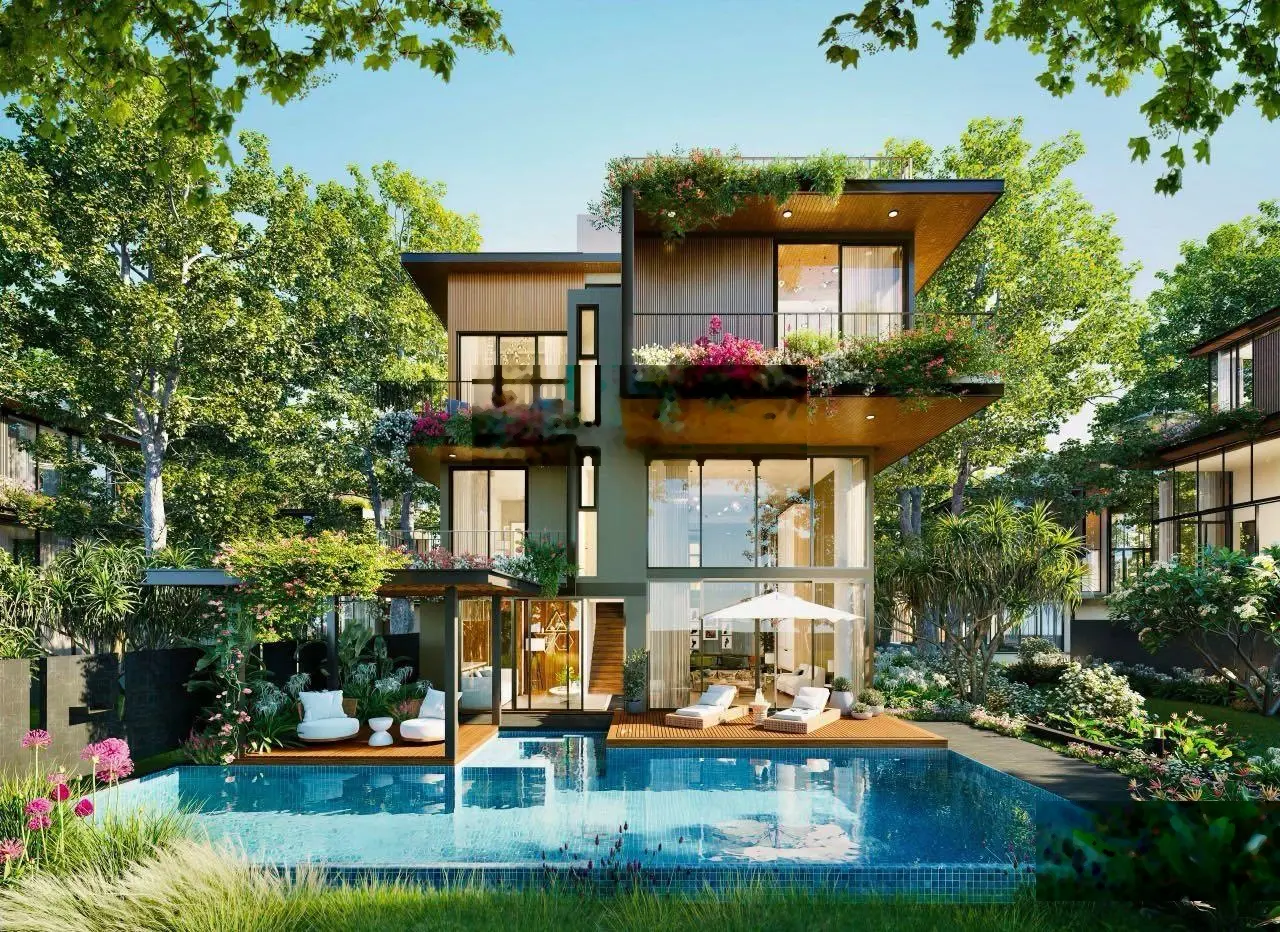 Dinh thự mặt sông Sài Gòn lớn nhất tại Đảo Hoa Eco Village giá chỉ 41tỷ785 LH: 0963 552 ***