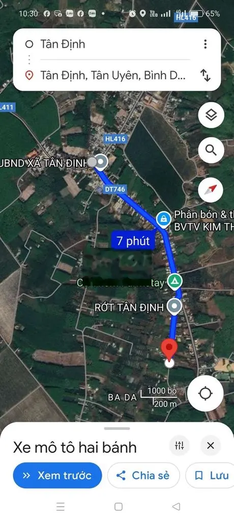 Bán Đất Mặt Nhựa Tân Định 30- Cách Ủy Ban 2km - Bắc Tân Uyên - BD