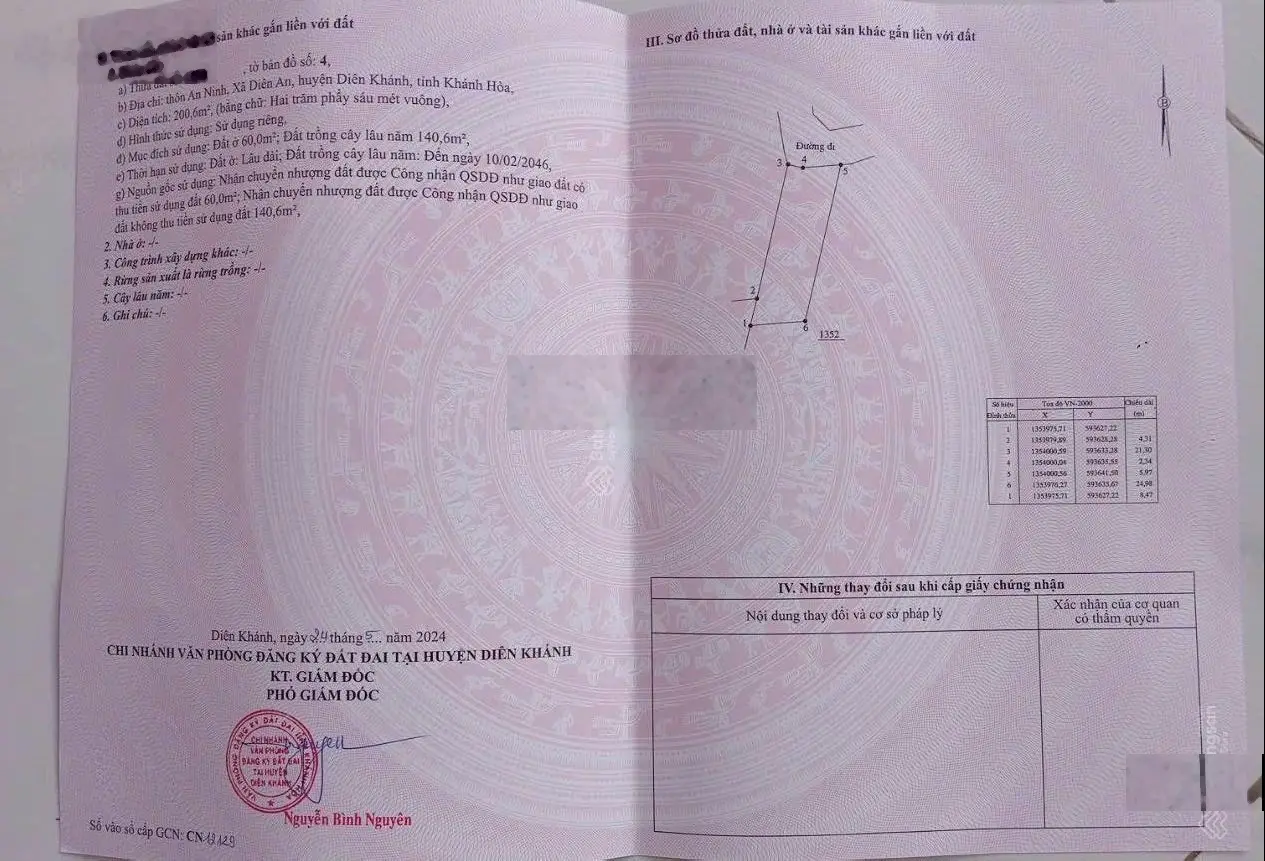 Bán lô đất Thôn An Ninh, xã Diên An, Diên Khánh