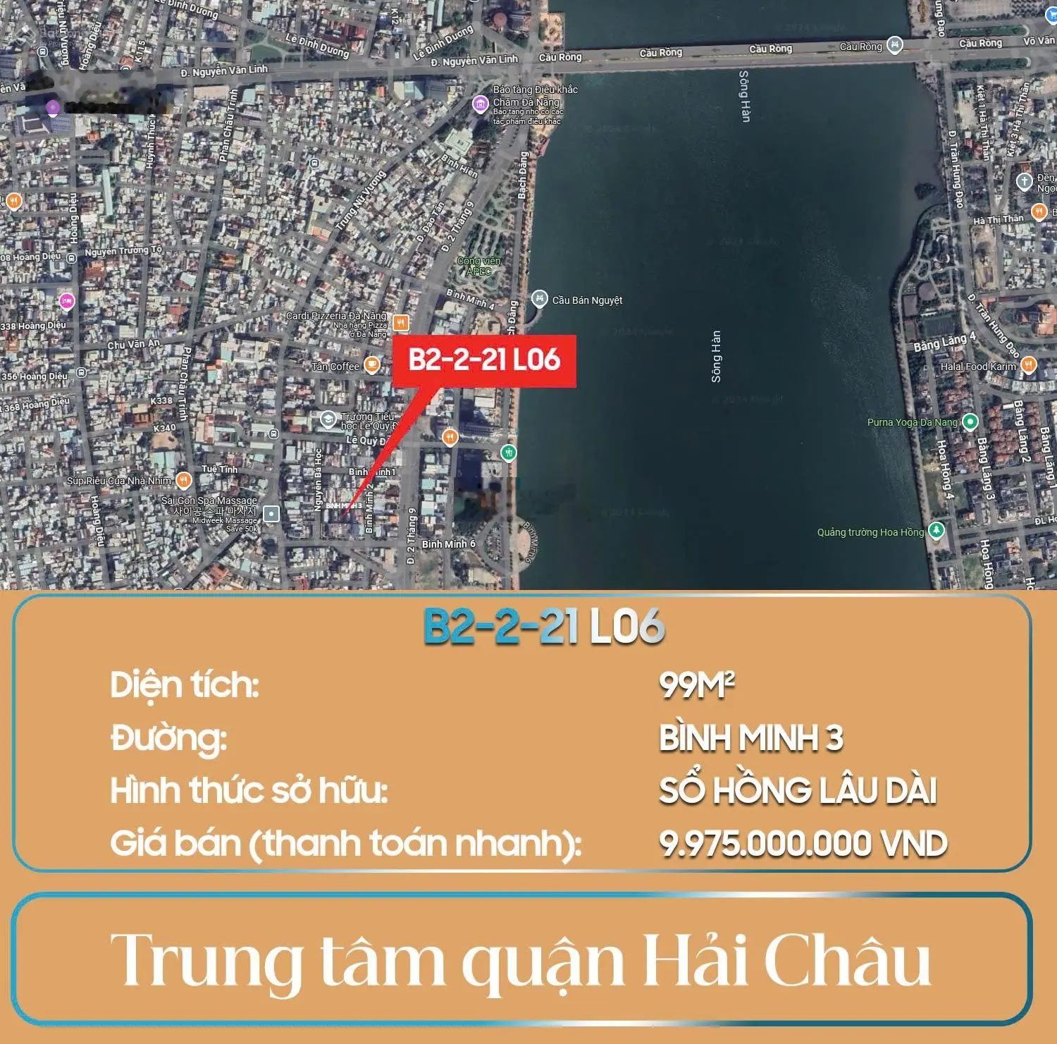 Bán đất đường bình minh 3 trung tâm thành phố, giá sốc chỉ 9,75 tỷ vnd, 99m2