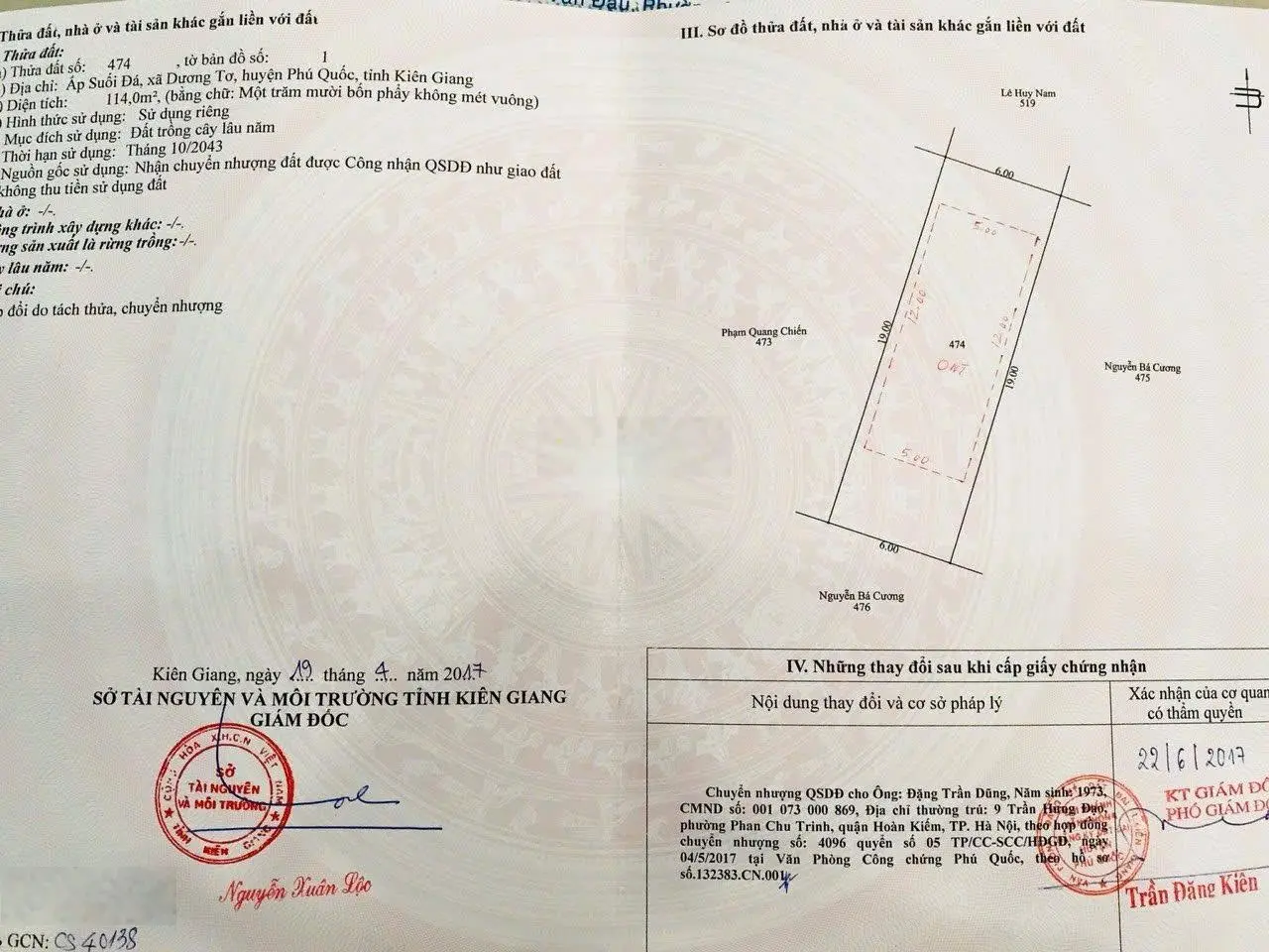 Bán đất vườn tiêu ngọc hà đường 30/4 Dương Đông. DT 114m2 có 60m2 đất ở ,đường bê tông 5m.