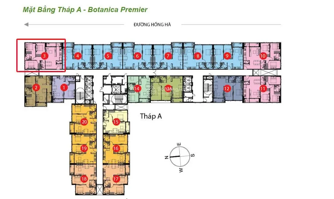 Bán căn hộ Botanica Premier, 3PN, 2WC, 90m2, block A, căn góc, view Hồng Hà, giá: 5 tỷ 8
