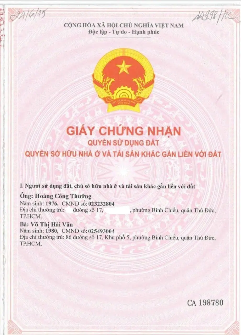 Cần bán gấp nhà phố 112,1m2 mặt tiền đường 17 phường Bình Chiểu Thành Phố Thủ Đức, giá đẹp 6,45 tỷ