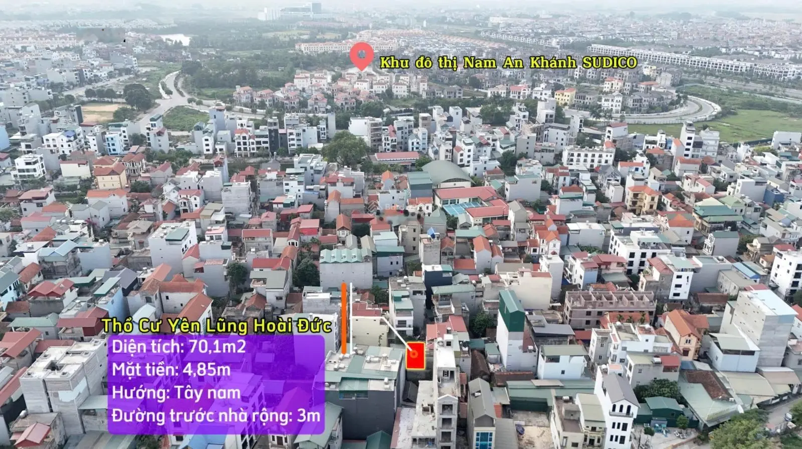 Chính chủ bán đất thổ cư tại đường Nam Yên Lũng - An Khánh - Hoài Đức, chỉ 85 triệu / m2, 70.1 m2