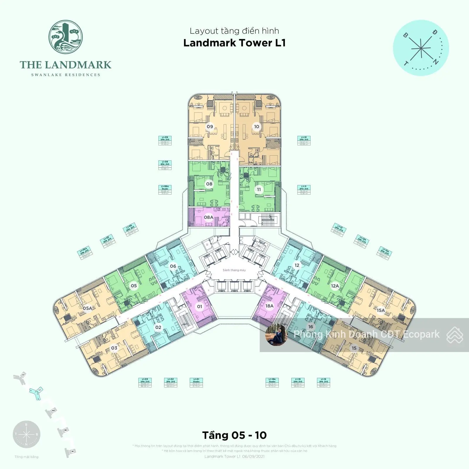 Bán căn 09 Landmark - 115m2 ban công ĐB - ĐN - giá 9,x tỷ bao thuế phí, LH 0918 114 ***