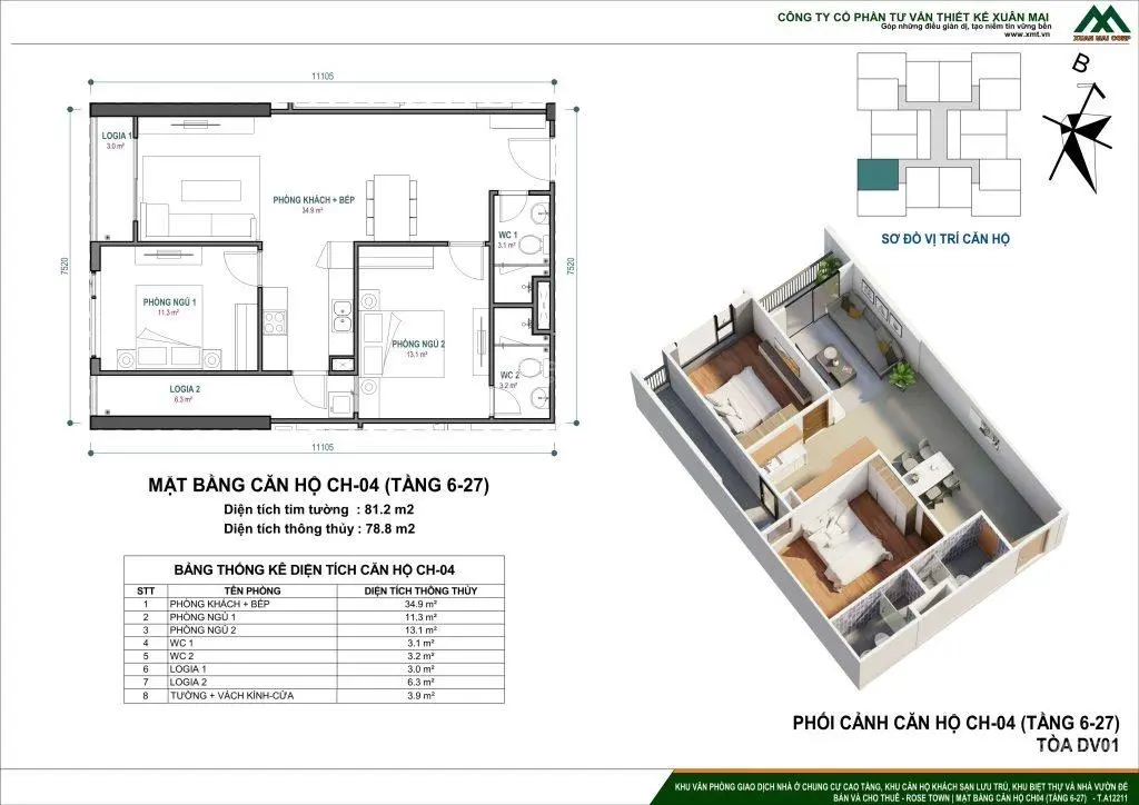 E Huy PKD Chủ Đầu Tư bán căn đẹp nhất Rose Town, căn 2PN chỉ 3.4 tỷ 79m2
