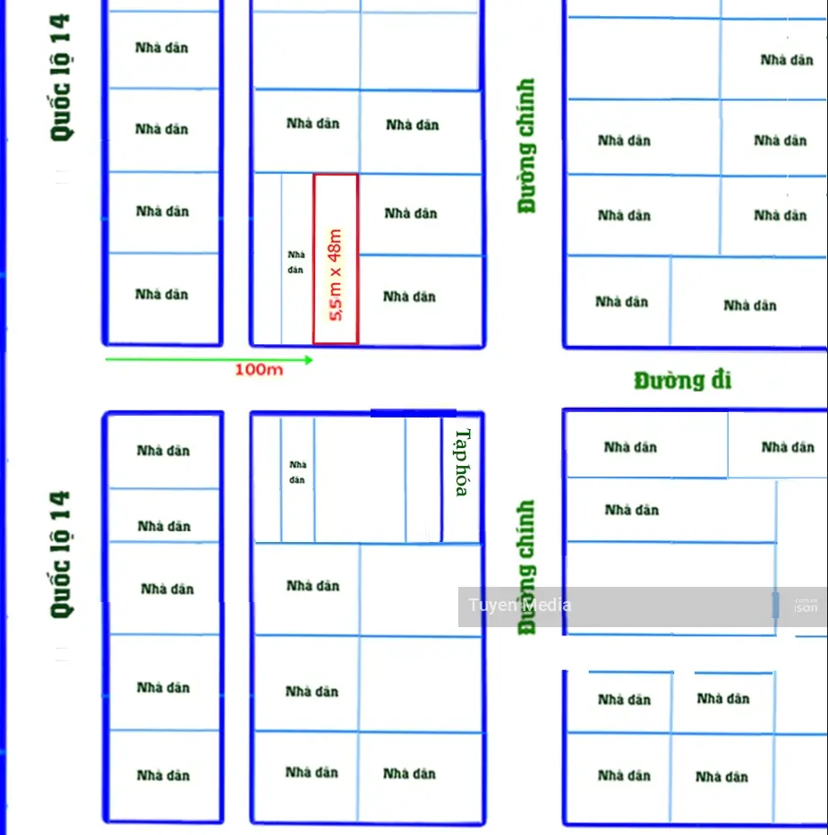 290m2. Gần KCN Nam Pleiku. Vị trí đẹp. Cách QL chỉ 100m