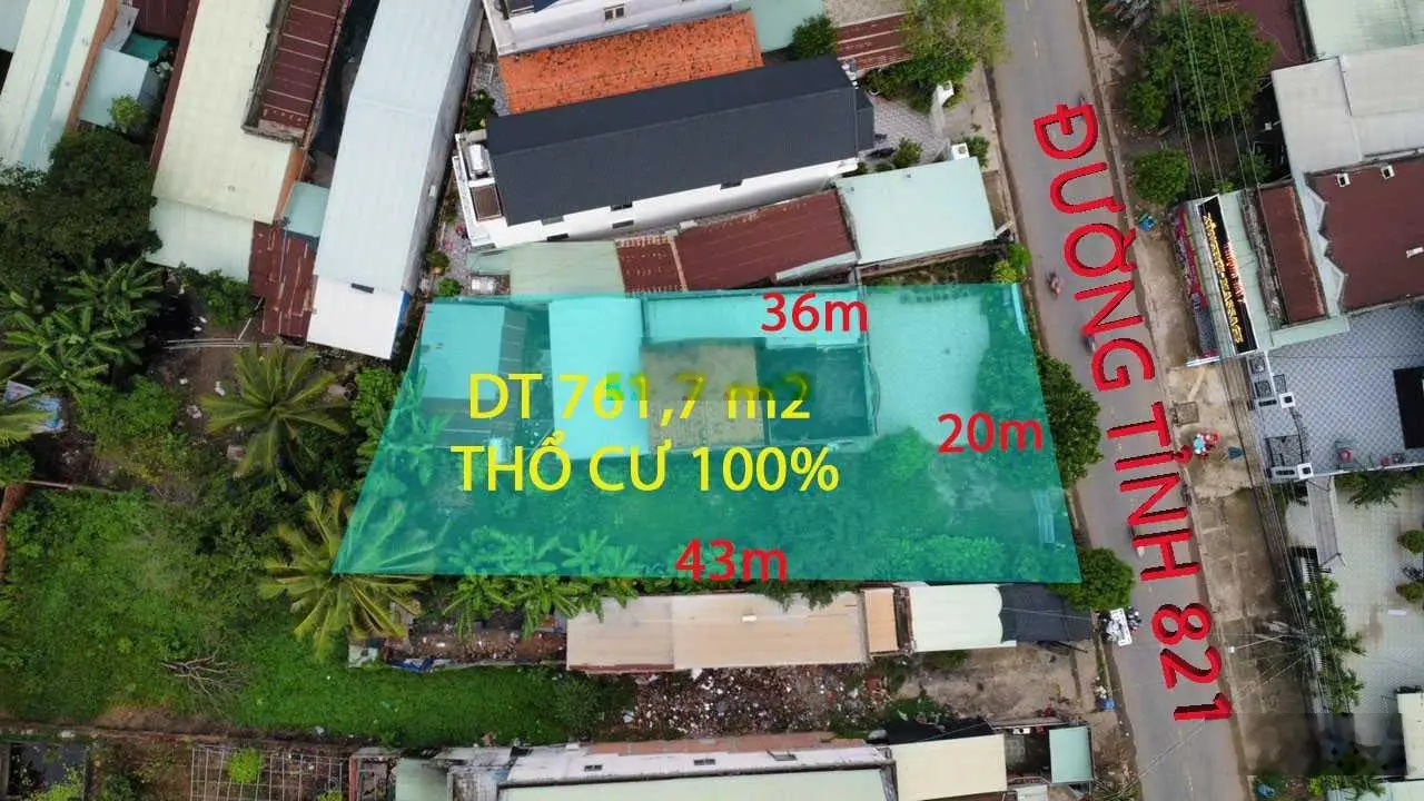 Lô đất 761 m2 thổ cư, mặt tiền ĐT 821, huyện Đức Hòa, Long An, cạnh 2 KCN... Cần bán gấp