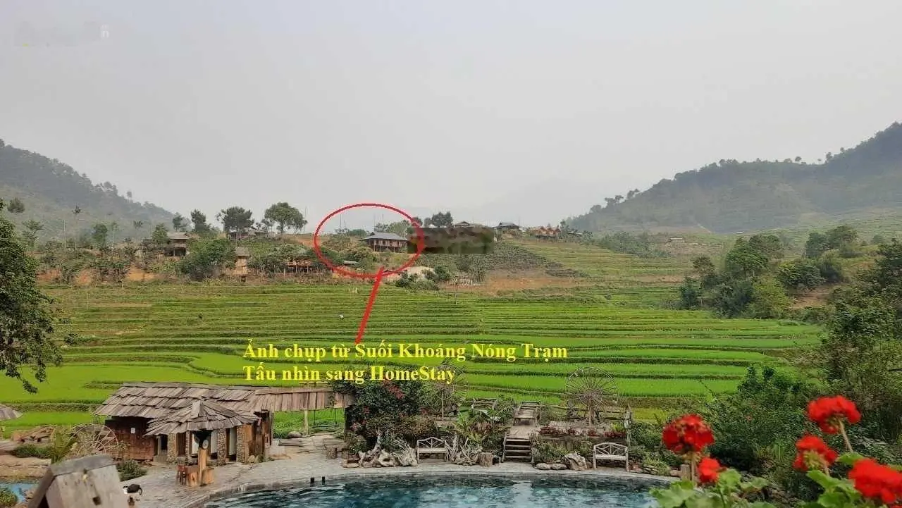 Bán 1500m2 đất TT Trạm Tấu, Yên Bái, view ruộng bậc thang và suối khoáng nóng, sẵn nhà sàn 5 gian