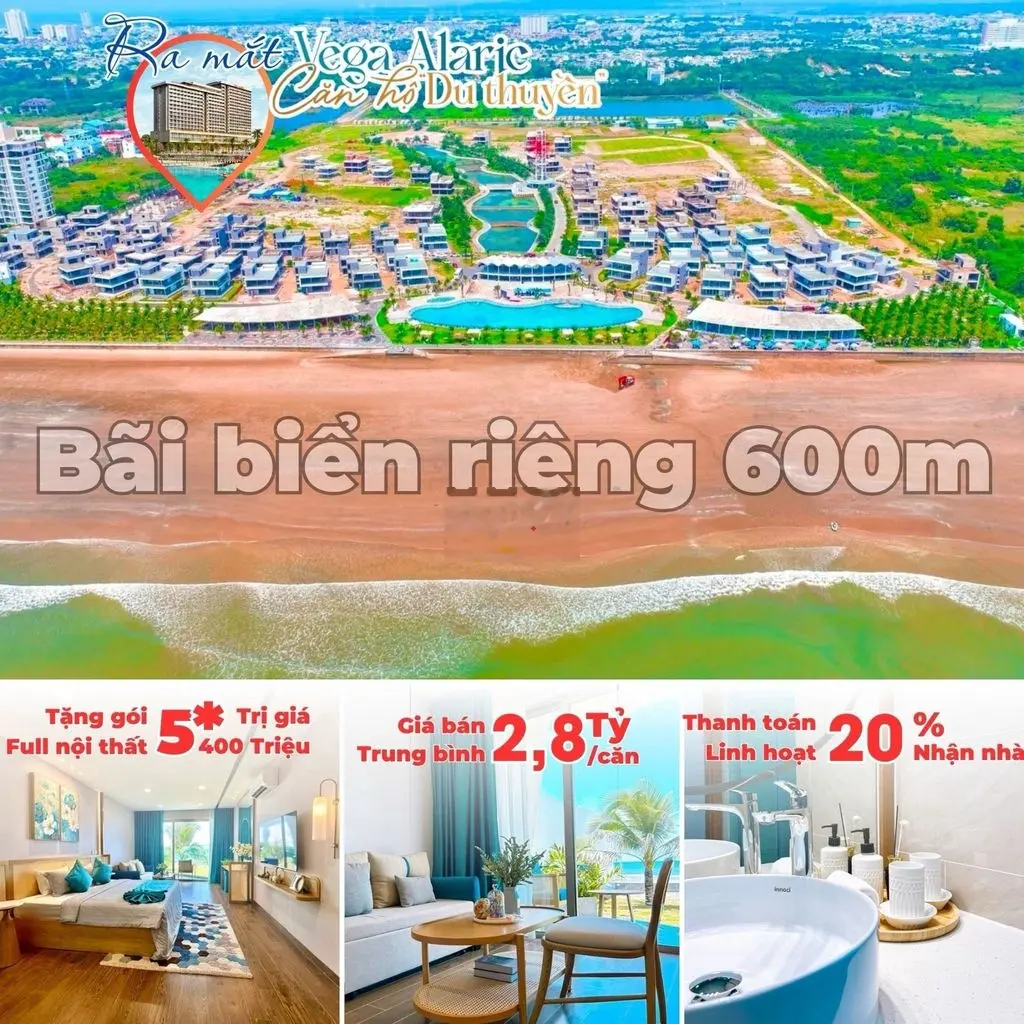 Bán căn hộ nghĩ đưỡng 5 sao The Maris Vũng Tàu, bàn giao full nội thất