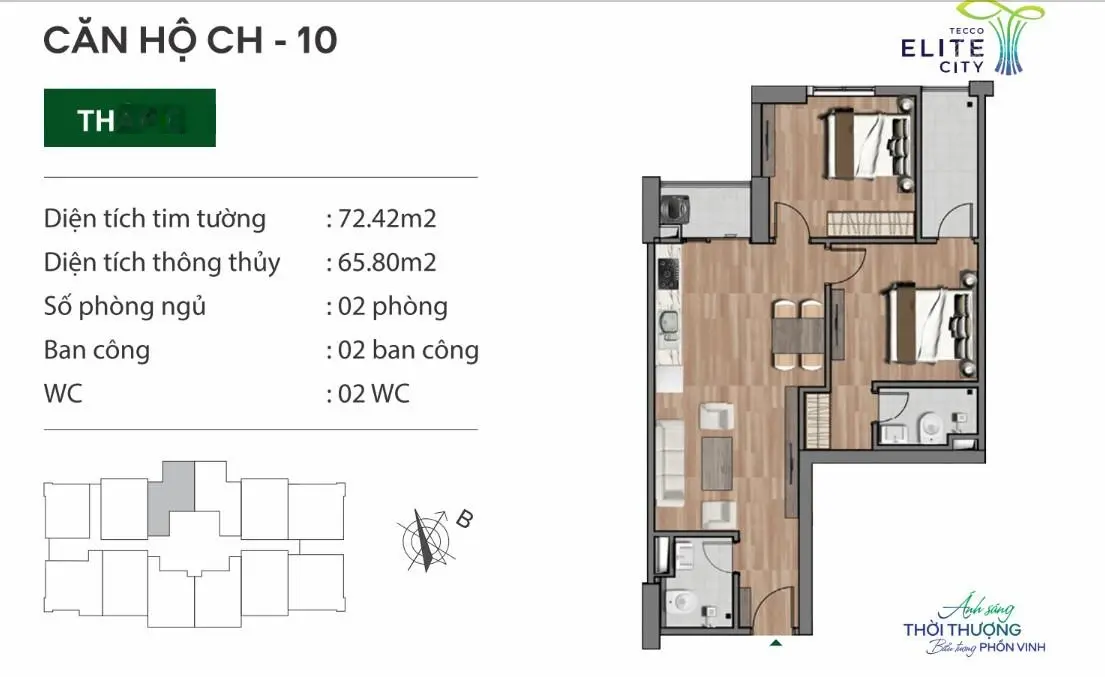 Đầu tư Chỉ 800 triệu sở hữu ngay căn hộ 2PN tại Tecco Elite City