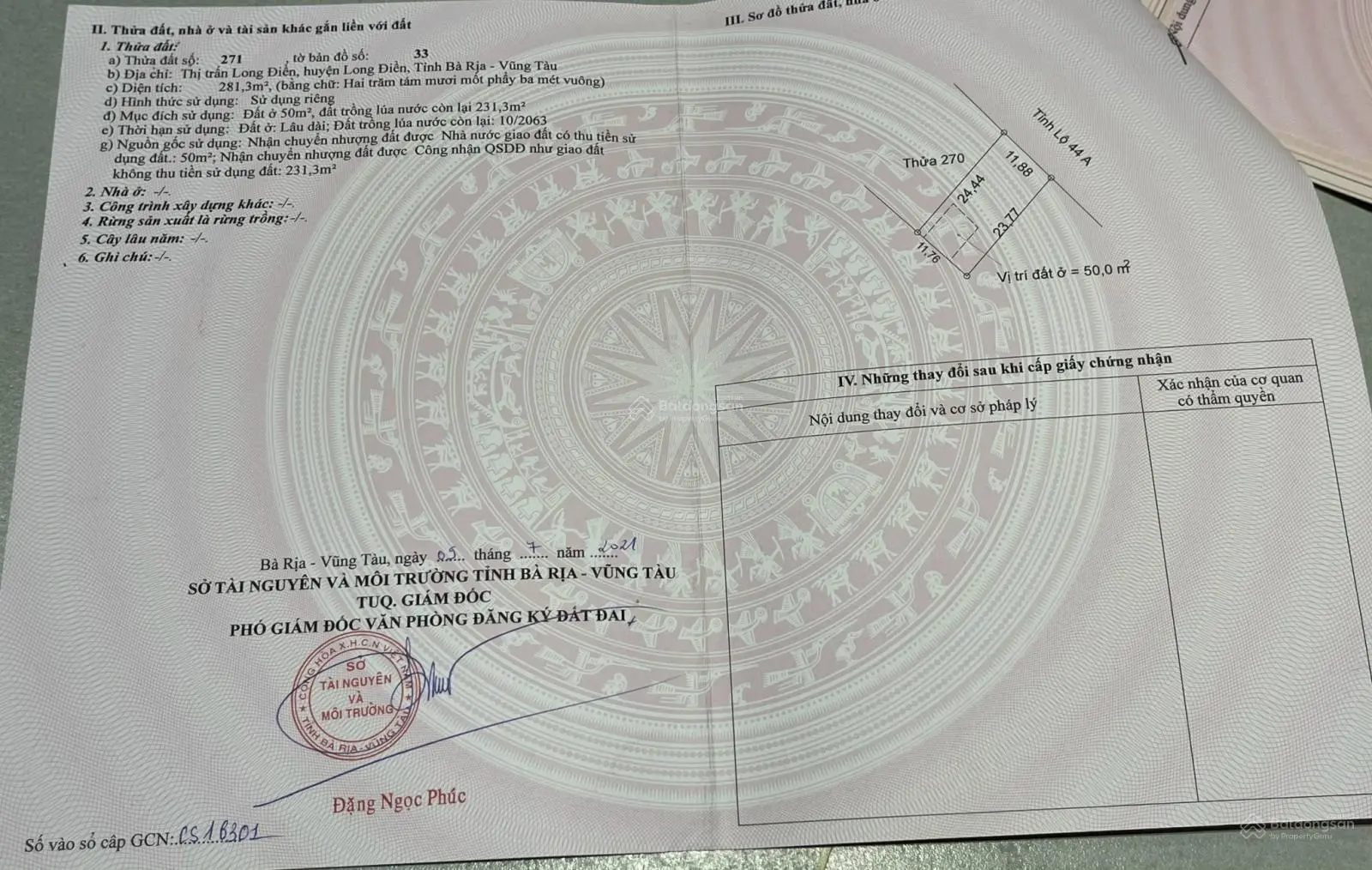 Bán nhà mặt tiền 87L1 Tỉnh Lộ 44A thị trấn Long Điền