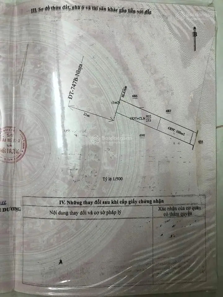 Bán gấp lô đất 243m2 mặt tiền DT747 Khánh Bình, Tân Uyên Bình Dương