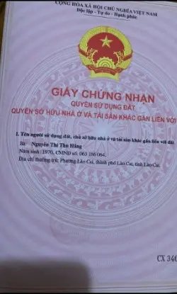 Chính chủ bán khách sạn 5 tầng và mảnh đất mặt tiền DT 386.8m trung tâm phố Minh Khai, TP Lào Cai