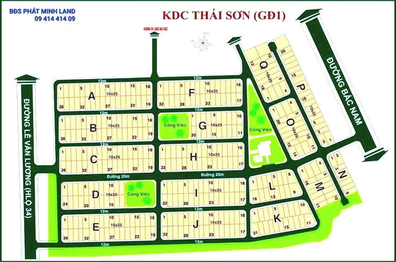 Bán gấp lô đất ngay ngã 3 đường thông KDC Thái Sơn 1 (Bộ Quốc Phòng) ĐD Trường Học, 10x25m giá 62tr