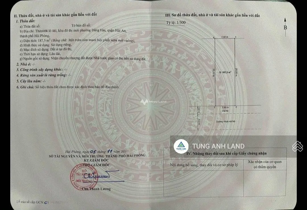 Bán 187,5m2 đất biệt thự Vườn Hồng, Hải An