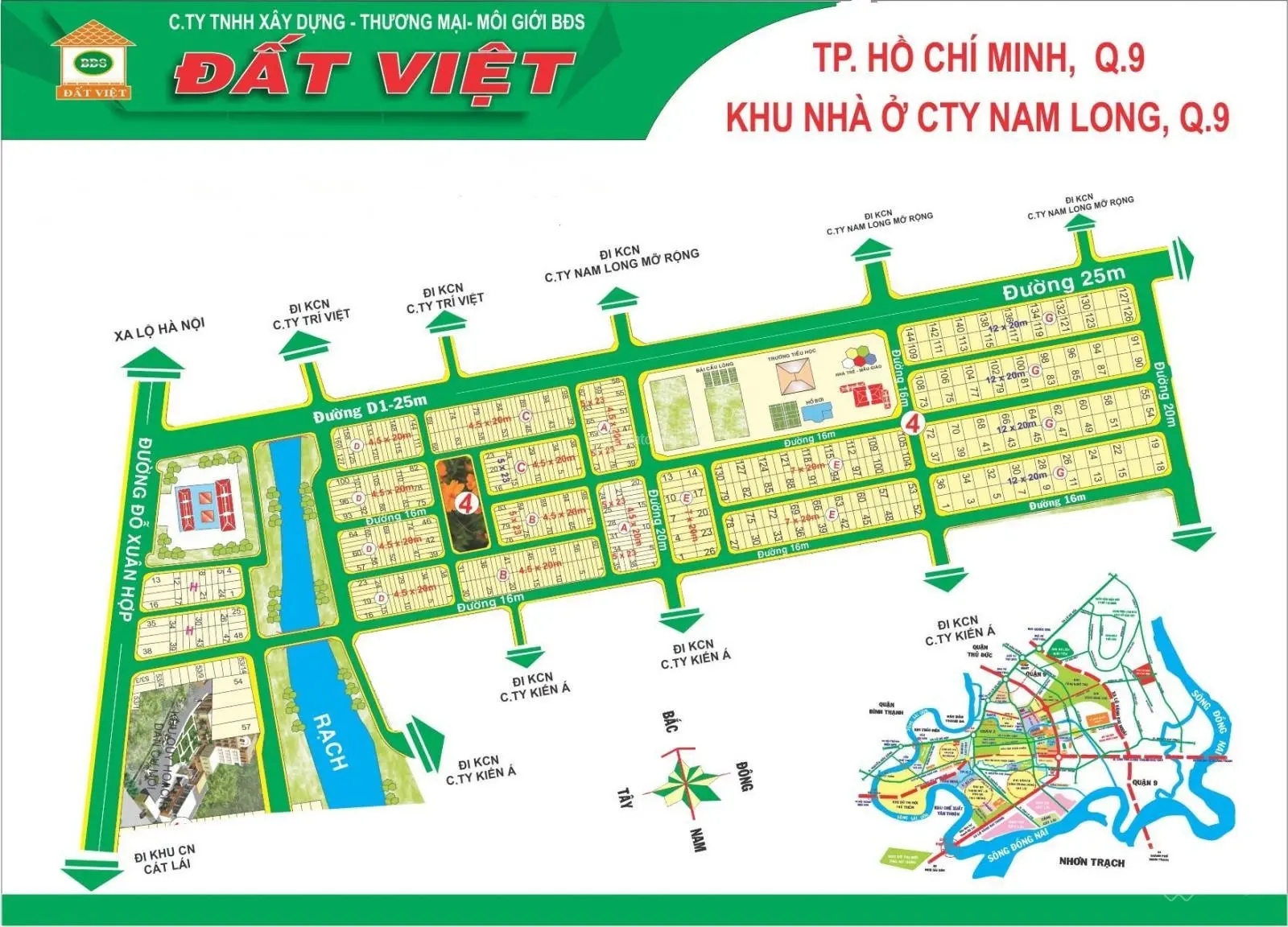 Bán nhanh lô đất Nam Long Quận 9, lô biệt thự DT: 12x20m, đường 12m, hướng Tây Bắc