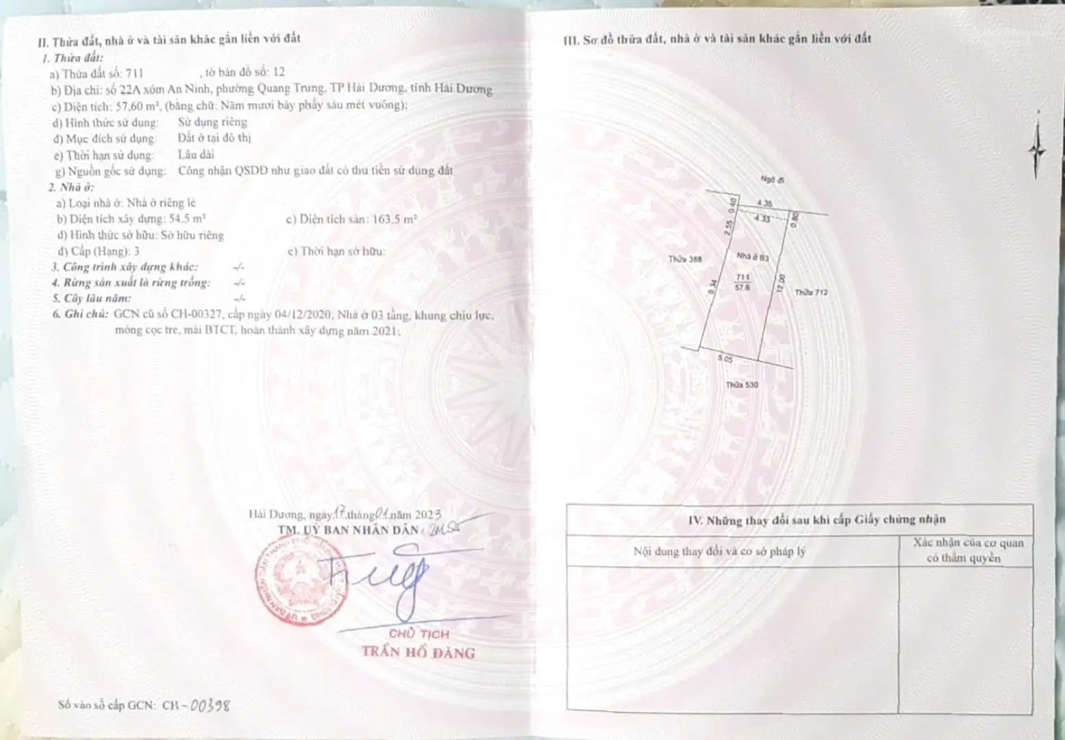 Tôi cc cần bán nhà 3 tầng dt 57,6 m2, đường Nguyễn An Ninh, Quang Trung, Tp Hải Dương 0966 855 ***
