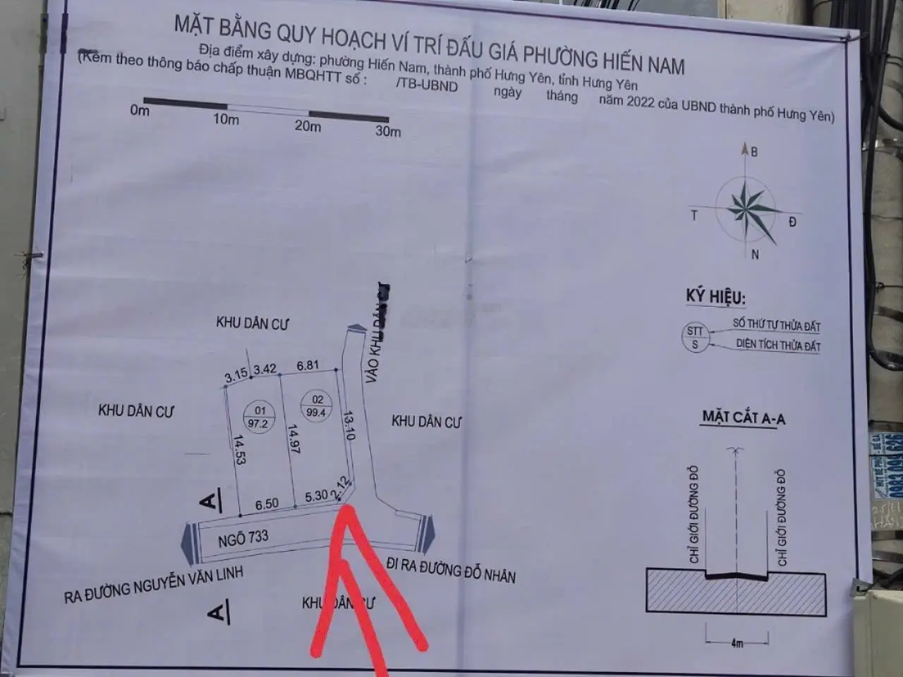 Bán đất tại phố an vũ phường hiến nam thành phố hưng yên tỉnh hưng yên. Diện tích 99,4 m2