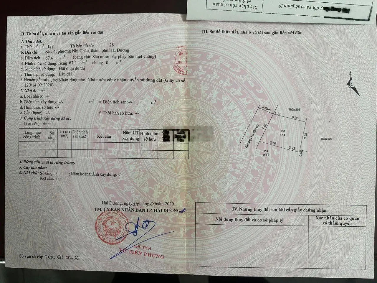 Bán nhà cấp 4 chắc chắn mặt tiền rộng ngõ Đại lộ Trần Hưng Đạo - Tp Hải Dương