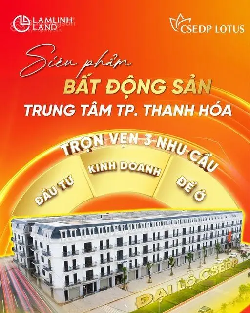 Bán nhà xây thô dự án CSEDP LOTUS (CL06), 4 tầng, diện tích 78m2, hướng Nam, liên hệ 0911 927 ***