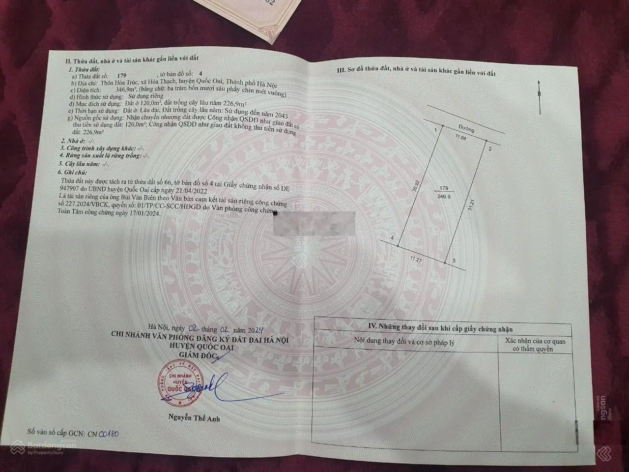 Chính chủ e bán lô đất tại Hoà Trúc Hoà Thạch Quốc Oai Hà Nội, giá 9tr/m2