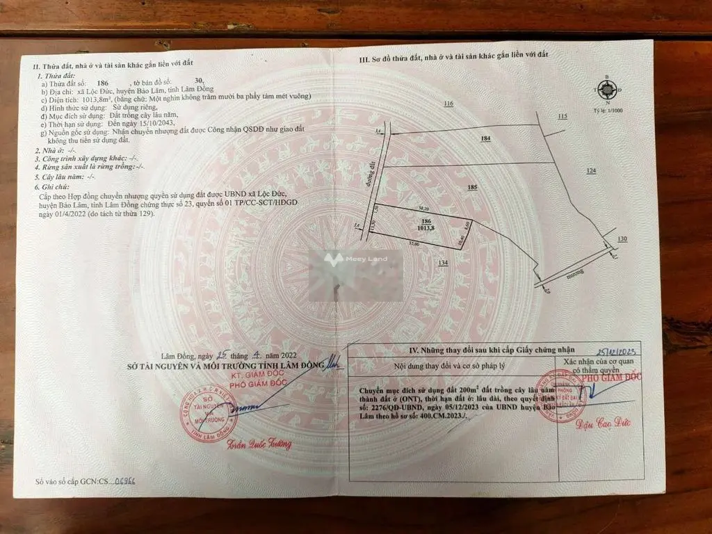 Cần bán 1 sào đất có nhà 2PN- vườn cây ăn trái- view đồi giá 1.9 tr/m2