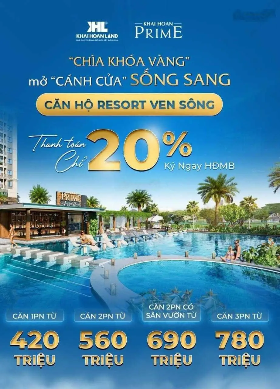Thanh toán từ 560 triệu căn hộ 1PN resort ven sông, liền kề Phú Mỹ Hưng, gần Q7. Bàn giao cao cấp