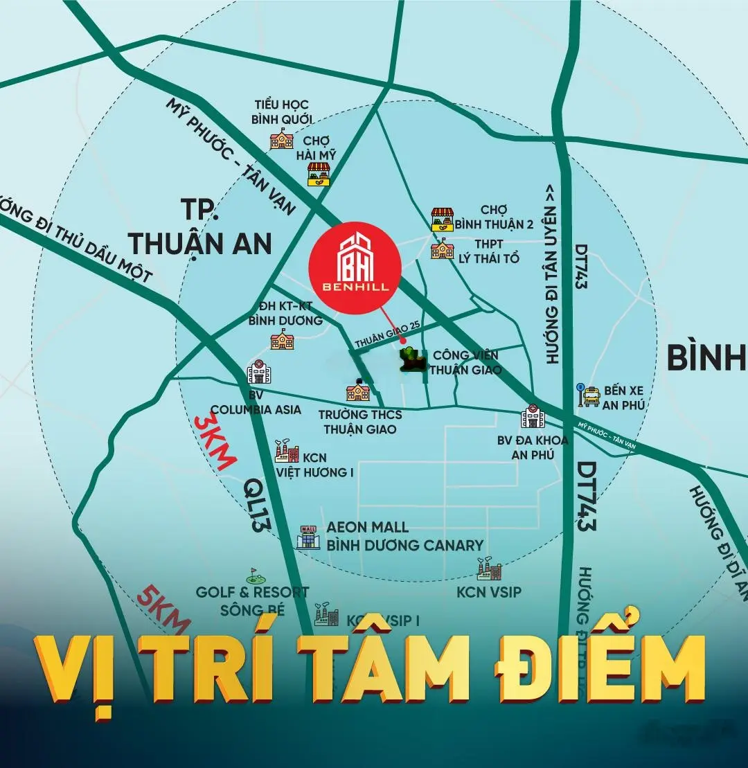 Chỉ từ 1,5 tỷ - 2 tỷ sở hữu ngay căn hộ mơ ước tại Benhill Thuận An, Bình Dương biểu tượng sống trẻ