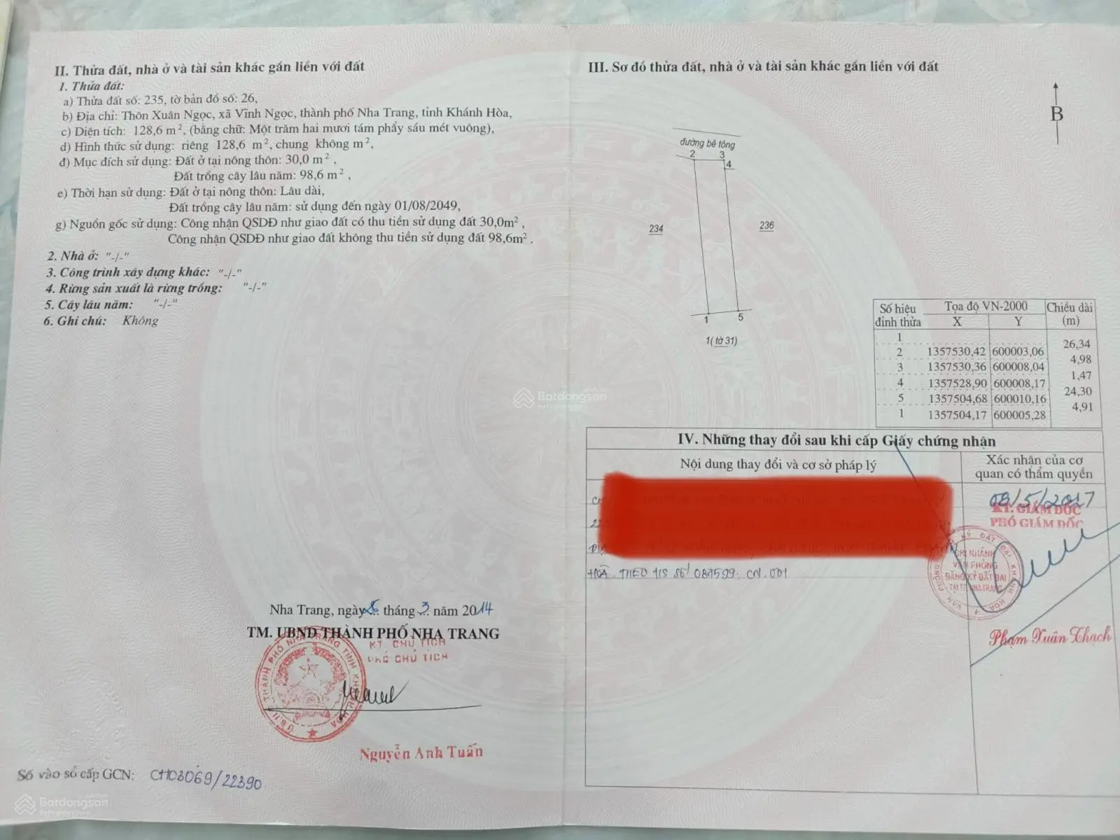 Chính chủ cần bán lô đất tại Phù Sa, Xuân Ngọc, Vĩnh Ngọc, Nha Trang