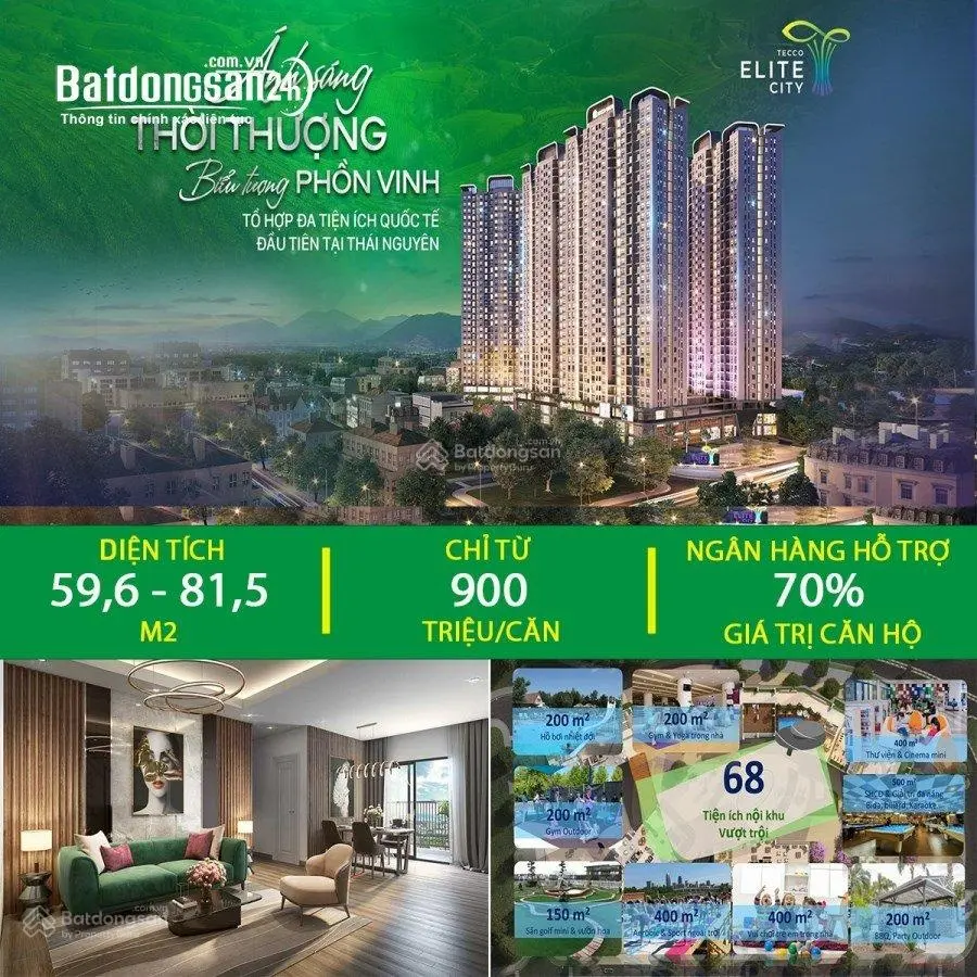 TEECO ELITE THÁI NGUYÊN sẵn sổ đỏ lâu dài, dòng tiền lên tới 10tr/tháng, CK 5.5%, HTLS 0% trong 18T