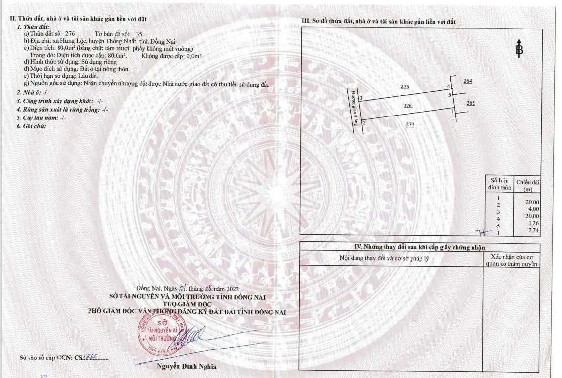 Bán 80m2 thổ cư mặt tiền đường nhựa xã Hưng Lộc, Đồng Nai